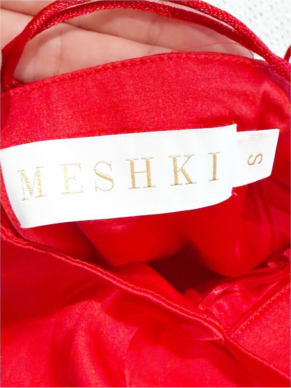 MESHKI Red Satin Lace-Up Back Mini Dress – Size Small - Picture 6 of 6